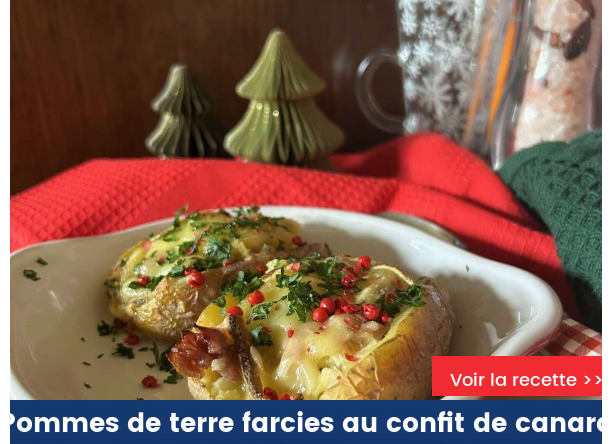 Pommes de terre farcies au confit de canard